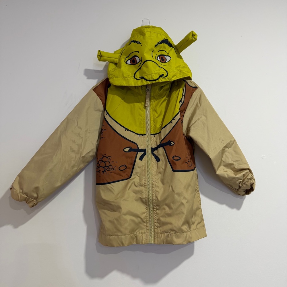 Shrek Hooded Kids Jacket - Green & Tan